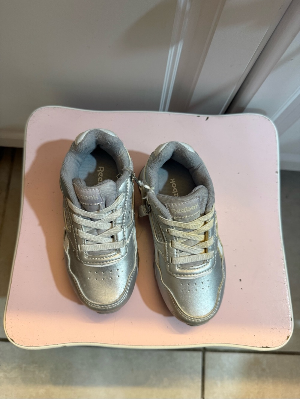 Reebok Kids Metallic Silver Lace-Up Sneakers